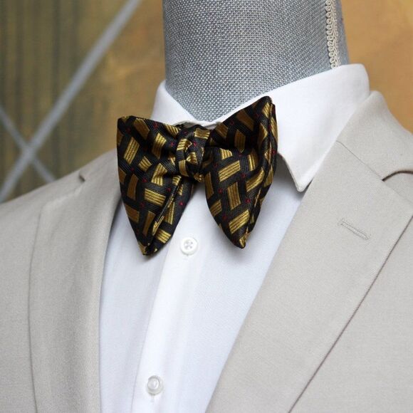 Men's Self-tied Bow Tie 100%Silk Big Butterfly Mustard Ornament S660 - Picture 5 of 14